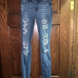 Distressed Blue Jeans